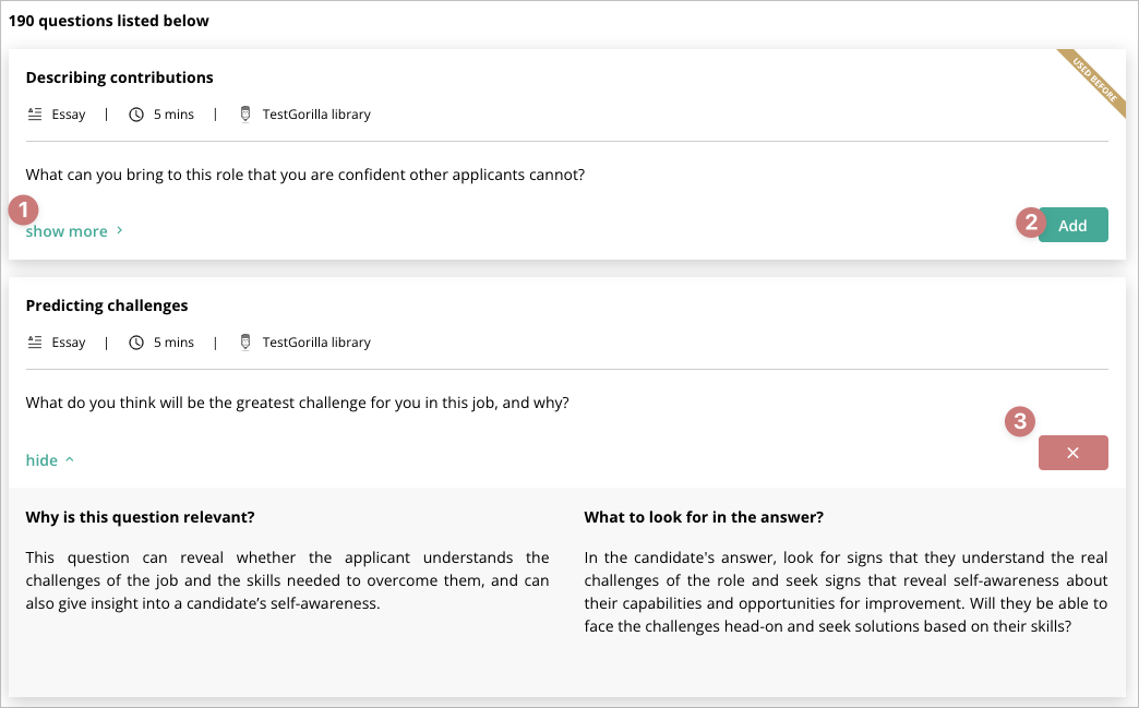 Using custom questions English